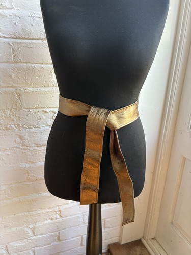 Vintage gold leder obi - leder,