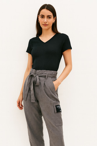 Shein graue paperbag - shein, bundhose