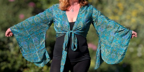 Türkisgrün kimono wickel - kimono,