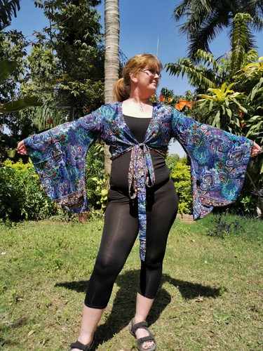 Blau kimono wickel top paisley - wickel,