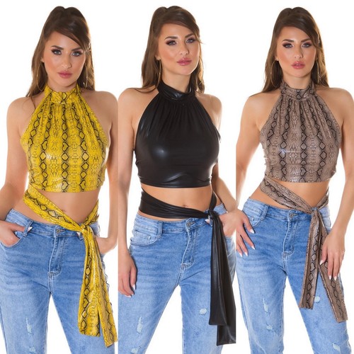 Damen crop top - damen-crop-top, schlangenmuster