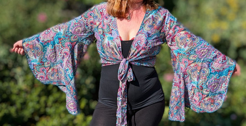 Blau rosa kimono wickel top - wickel,